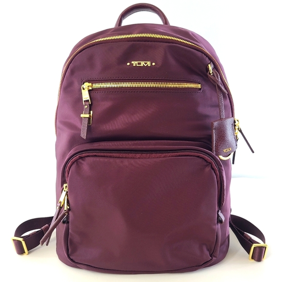 Tumi Handbags - Tumi Hilden Backpack Bag Leather Nylon Travel Napsack Rucksack Beetroot NWT